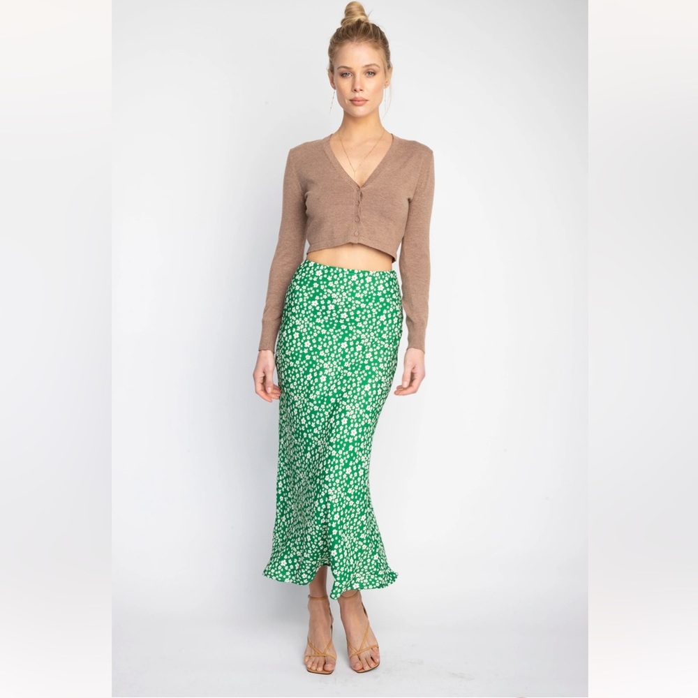 ISLA SLIP SKIRT IN NOLITA GREEN FLORAL